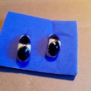 Black Spectator "J" Hoop Earrings